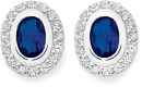 Sterling-Silver-Bezel-Blue-Glass-Cubic-Zirconia-Oval-Studs Sale