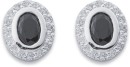 Sterling-Silver-Black-Cubic-Zirconia-Oval-Halo-Studs Sale