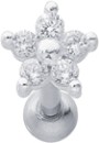Sterling-Silver-Stainless-Steel-Cubic-Zirconia-Flower-Single-Stud Sale