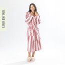 Amparo-Bold-Stripe-Bathrobe-Pink Sale