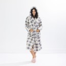 Solace-Check-Hooded-34-Length-Plush-Bathrobe-Denim Sale