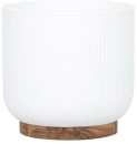 Linear-250mm-x-245mm-Large-Ceramic-Round-Pot-with-Wooden-Base-in-White Sale