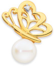 9ct-Freshwater-Pearl-Diamond-Butterfly-Pendant Sale