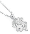 Sterling-Silver-Cubic-Zirconia-Clover-Pendant Sale