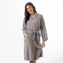 Design-Republique-Cotton-Gingham-Bathrobe-Chocolate Sale