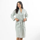 Design-Republique-Cotton-Gingham-Bathrobe-Sage Sale