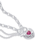 Sterling-Silver-185cm-Red-Cubic-Zirconia-Padlock-Bracelet Sale