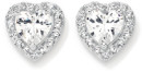 Sterling-Silver-Heart-Cubic-Zirconia-Halo-Stud-Earrings Sale