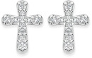 Sterling-Silver-Cubic-Zirconia-Flared-Cross-Stud-Earrings Sale