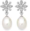 Sterling-Silver-Pearl-Drop-Cubic-Zirconia-Snowflake-Stud-Earrings Sale