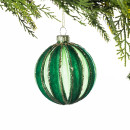 Christmas-Wishes-Green-Velvet-Stripe-Glass-Bauble Sale