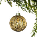 Christmas-Wishes-Bronze-Glitter-Glass-Bauble Sale
