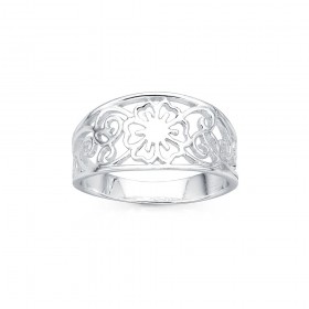 Sterling+Silver+Filigree+Flower+Ring+%28Size+S%29