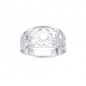Sterling-Silver-Filigree-Flower-Ring-Size-S on sale