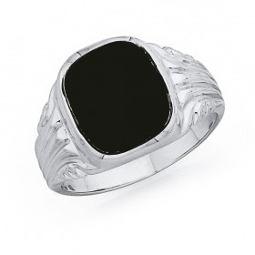 Gents-Onyx-Signet-Ring-in-Sterling-Silver on sale