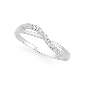 Sterling-Silver-Cubic-Zirconia-Wave-Ring on sale