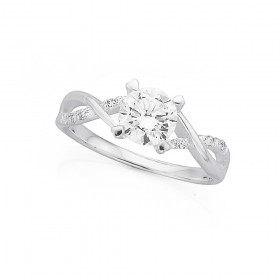 Cubic+Zirconia+Crossover+Ring+in+Sterling+Silver