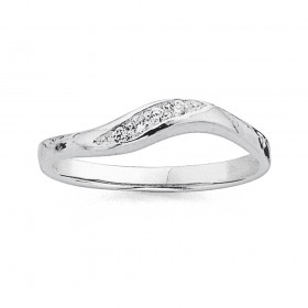 Sterling+Silver+Cubic+Zirconia+Wave+Ring