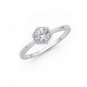 Cubic-Zirconia-Hexagon-Ring-in-Sterling-Silver on sale