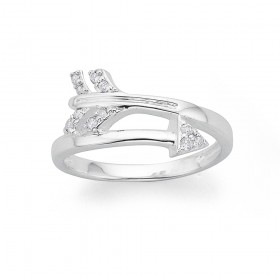 Sterling+Silver+Cubic+Zirconia+Arrow+Ring