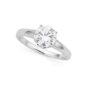 Cubic+Zirconia+Solitaire+Ring+in+Sterling+Silver