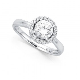 Sterling-Silver-Cubic-Zirconia-Halo-Ring on sale