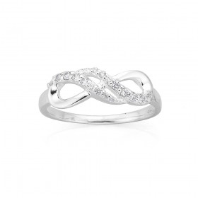 Sterling+Silver+Cubic+Zirconia+Infinity+Ring