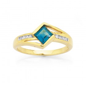 9ct+London+Blue+Topaz+%26amp%3B+Diamond+Ring