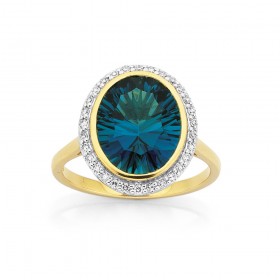 9ct+London+Blue+Topaz+%26amp%3B+Diamond+Ring