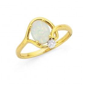 9ct+Opal+%26amp%3B+Diamond+Ring