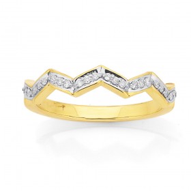 9ct+Wave+Diamond+Ring