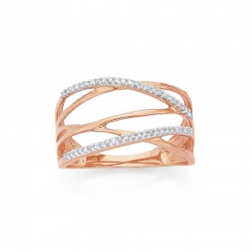 9ct+Rose+Gold+Diamond+Set+Ring