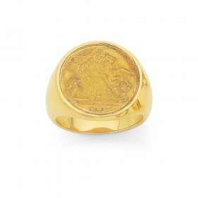 9ct+Gents+Half+Sovereign+Ring