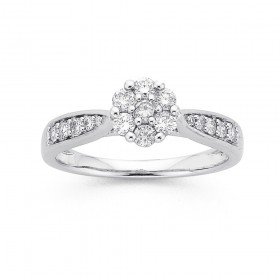 9ct-White-Gold-Diamond-Cluster-Ring on sale