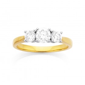 18ct+3+Stone+Diamond+Ring+Total+Diamond+Weight%3D+1.00ct