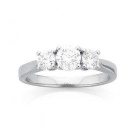 18ct+White+Gold+3+Stone+Diamond+Ring+Total+Diamond+Weight%3D+1.00ct