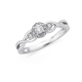 9ct-White-Gold-Diamond-Cluster-Ring-Total-Diamond-Weight25ct on sale