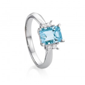 18ct+White+Gold%2C+1.4ct+Aquamarine+%26amp%3B+Diamond+Ring