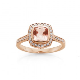 9ct+Rose+Gold+Morganite+%26amp%3B+Diamond+Ring