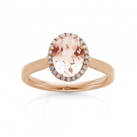 9ct+Morganite+and+Diamond+Ring