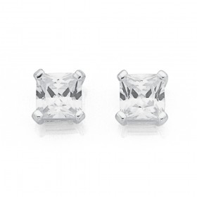 Sterling+Silver+Cubic+Zirconia+Stud+Earrings