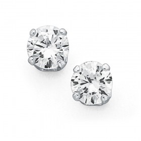 Sterling+Silver+Cubic+Zirconia+Stud+Earrings