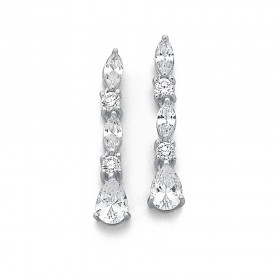 Sterling+Silver+Cubic+Zirconia+Fancy+Drop+Earrings