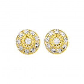 9ct+Two+Tone+Filigree+Stud+Earrings