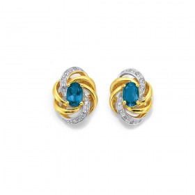 9ct-Blue-Topaz-Diamond-Studs on sale