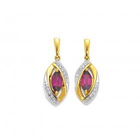 9ct+Rhodolite+Garnet+%26amp%3B+Diamond+Earrings