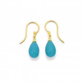 9ct+Turquoise+%26amp%3B+Diamond+Earrings