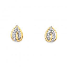 9ct+Teardrop+Diamond+Earrings