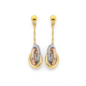 9ct-Tri-Tone-Drop-Earrings on sale