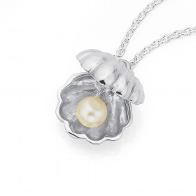 Sterling+Silver+Scallop+Shell+with+Pearl+Pendant